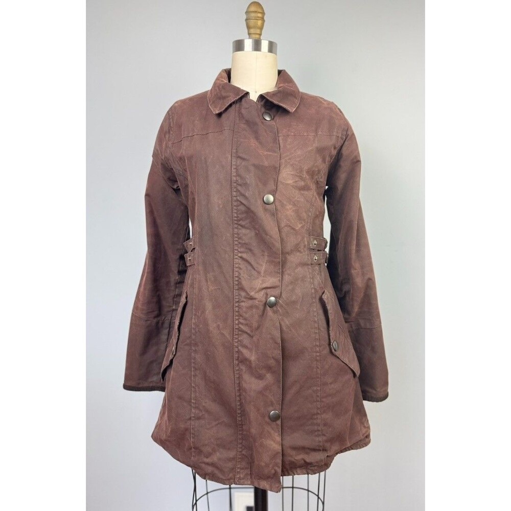 Celtic & Co Womens Waxed Cotton Brown Utility Riding Work Coat Size 8 Farmcore